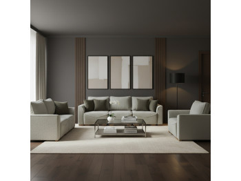 Гарнитур HOBEL BELONA LUXE 3+2+1 CREAM BONCUK 4/ BROWN SHO 599-2 (15) 