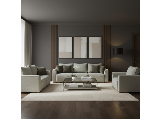 Sofa set HOBEL BELONA LUXE 3+2+1 CREAM BONCUK 4/ BROWN SHO 599-2 (15) 