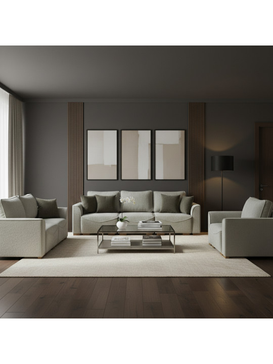 Հավաքածու HOBEL BELONA LUXE 3+2+1 CREAM BONCUK 4/ BROWN SHO 599-2 (15) 