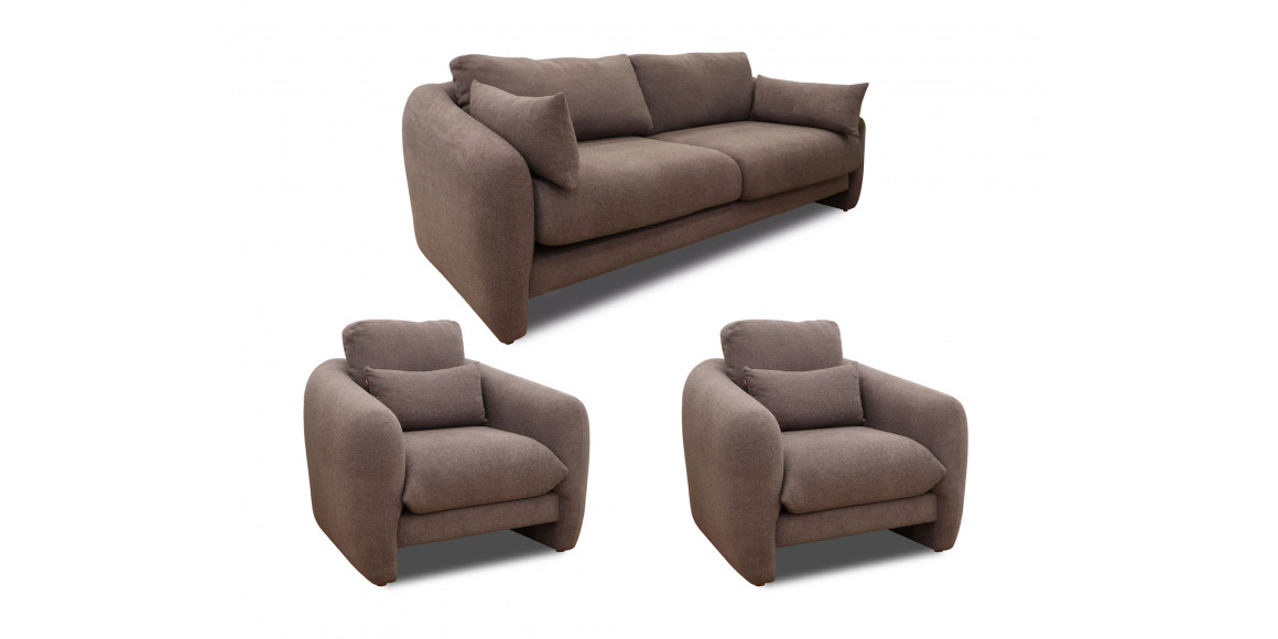 Sofa set HOBEL CHILI 3+1+1 DARK CAPPUCCINO BUKLE 7 (3) 