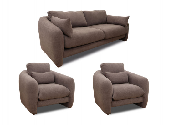 Sofa set HOBEL CHILI 3+1+1 DARK CAPPUCCINO BUKLE 7 (3) 