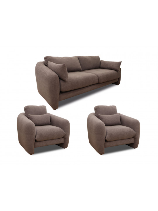 Sofa set HOBEL CHILI 3+1+1 DARK CAPPUCCINO BUKLE 7 (3) 