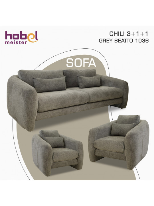 Հավաքածու HOBEL CHILI 3+1+1 GREY BEATTO 1036 (3) 