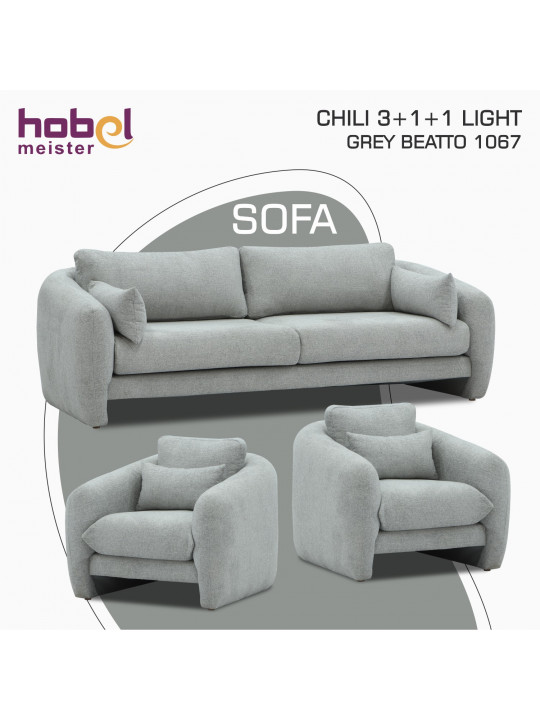 Հավաքածու HOBEL CHILI 3+1+1 LIGHT GREY BEATTO 1067 (3) 