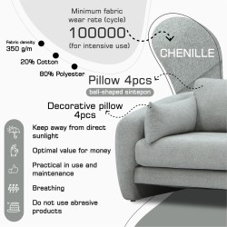Гарнитур HOBEL CHILI 3+1+1 LIGHT GREY BEATTO 1067 (3) 