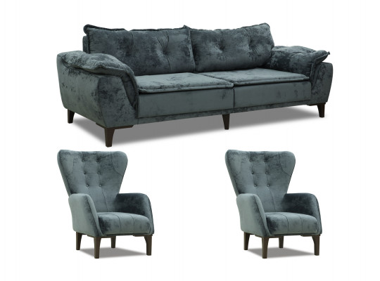 Sofa set HOBEL CLARA 3+1+1 DARK GRAY MONACO 15 (3) 