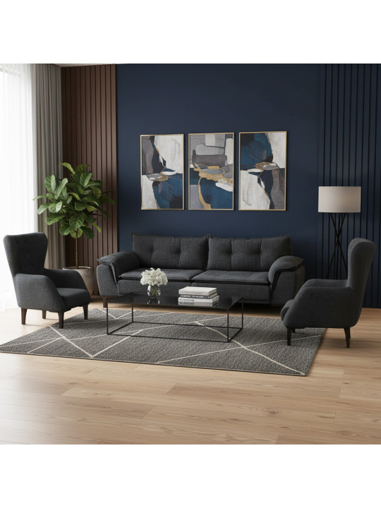 Հավաքածու HOBEL CLARA 3+1+1 DARK GREY BEATTO 1079 (3) 