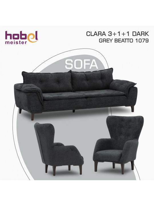 Հավաքածու HOBEL CLARA 3+1+1 DARK GREY BEATTO 1079 (3) 