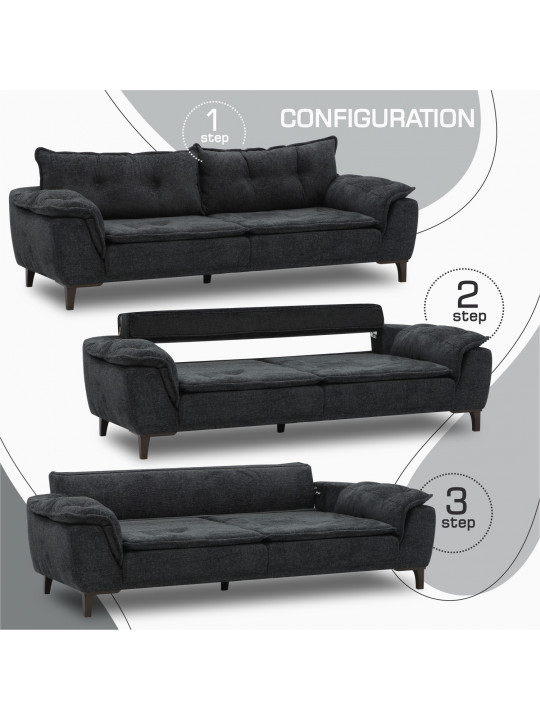 Հավաքածու HOBEL CLARA 3+1+1 DARK GREY BEATTO 1079 (3) 