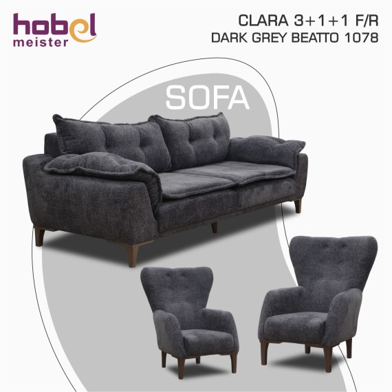 Гарнитур HOBEL CLARA 3+1+1 F/R DARK GREY BEATTO 1078 (3) 