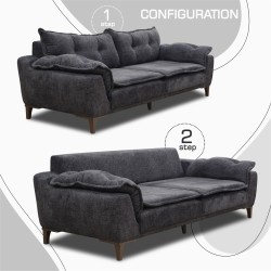 Гарнитур HOBEL CLARA 3+1+1 F/R DARK GREY BEATTO 1078 (3) 