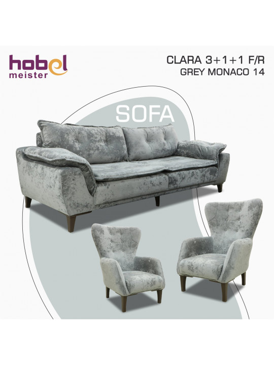 Հավաքածու HOBEL CLARA 3+1+1 F/R GREY MONACO 14 (3) 