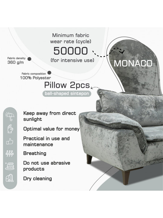 Հավաքածու HOBEL CLARA 3+1+1 F/R GREY MONACO 14 (3) 