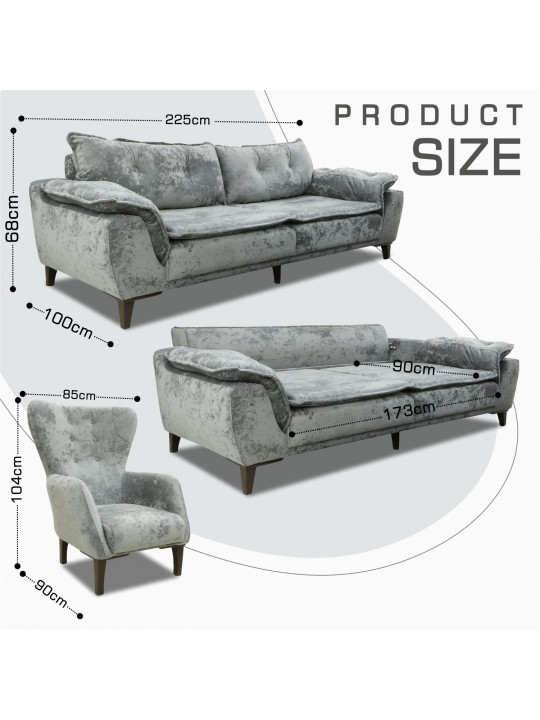 Հավաքածու HOBEL CLARA 3+1+1 F/R GREY MONACO 14 (3) 