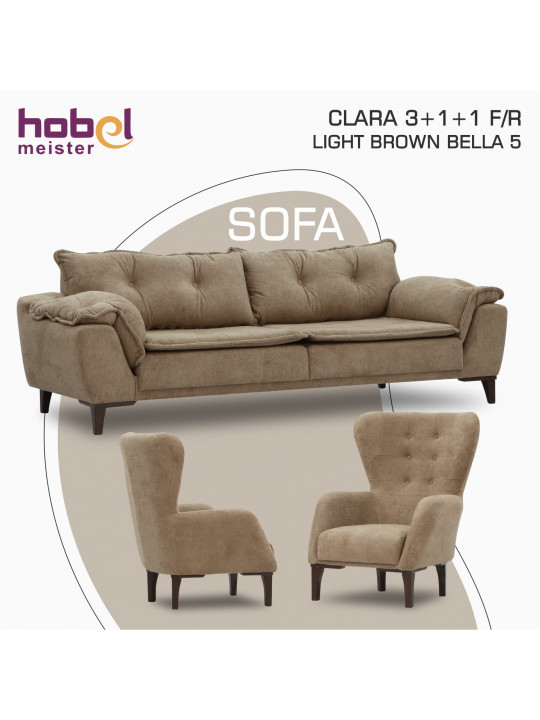 Հավաքածու HOBEL CLARA 3+1+1 F/R LIGHT BROWN BELLA 5 (3) 