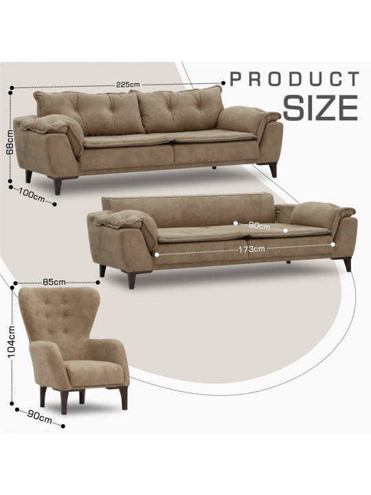 Հավաքածու HOBEL CLARA 3+1+1 F/R LIGHT BROWN BELLA 5 (3) 