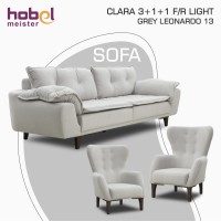 Гарнитур HOBEL CLARA 3+1+1 F/R LIGHT GREY LEONARDO 13 (3) 