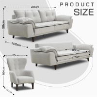 Гарнитур HOBEL CLARA 3+1+1 F/R LIGHT GREY LEONARDO 13 (3) 
