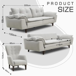 Гарнитур HOBEL CLARA 3+1+1 F/R LIGHT GREY LEONARDO 13 (3) 