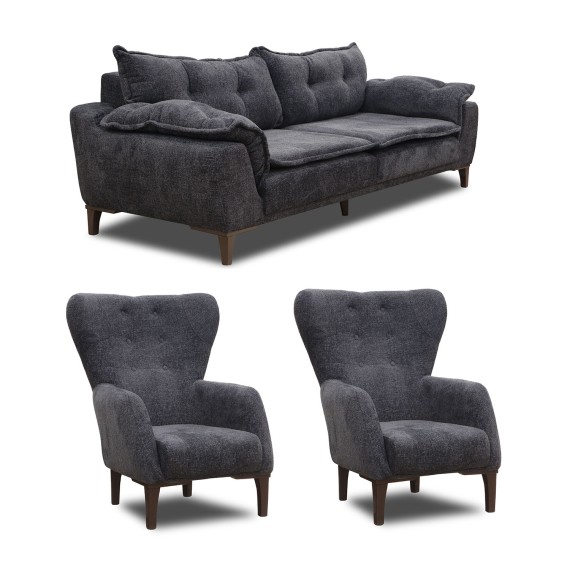 Гарнитур HOBEL CLARA 3+1+1 F/R DARK GREY BEATTO 1078 (3) 