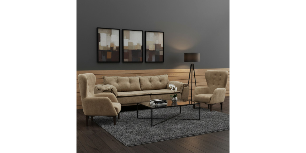 Sofa set HOBEL CLARA 3+1+1 F/R LIGHT BROWN BELLA 5 (3) 