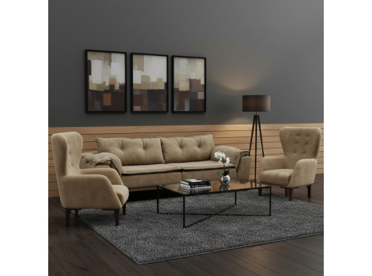 Sofa set HOBEL CLARA 3+1+1 F/R LIGHT BROWN BELLA 5 (3) 