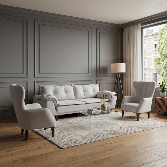 Հավաքածու HOBEL CLARA 3+1+1 F/R LIGHT GREY LEONARDO 13 (3) 