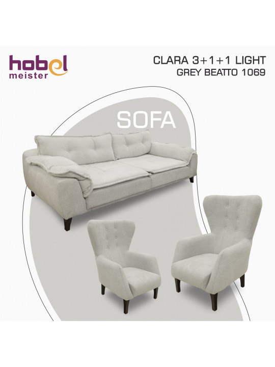 Հավաքածու HOBEL CLARA 3+1+1 LIGHT GREY BEATTO 1069 (3) 