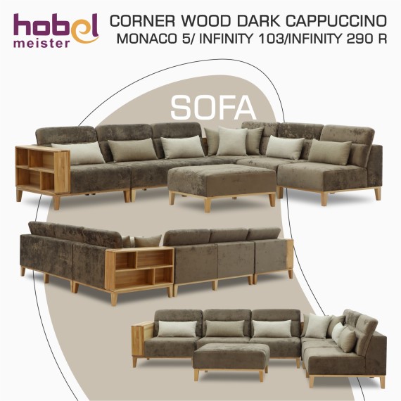 Sofa HOBEL CORNER WOOD DARK CAPPUCCINO MONACO 5/ INFINITY 103/INFINITY 290 R(5) 