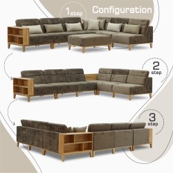 Sofa HOBEL CORNER WOOD DARK CAPPUCCINO MONACO 5/ INFINITY 103/INFINITY 290 R(5) 