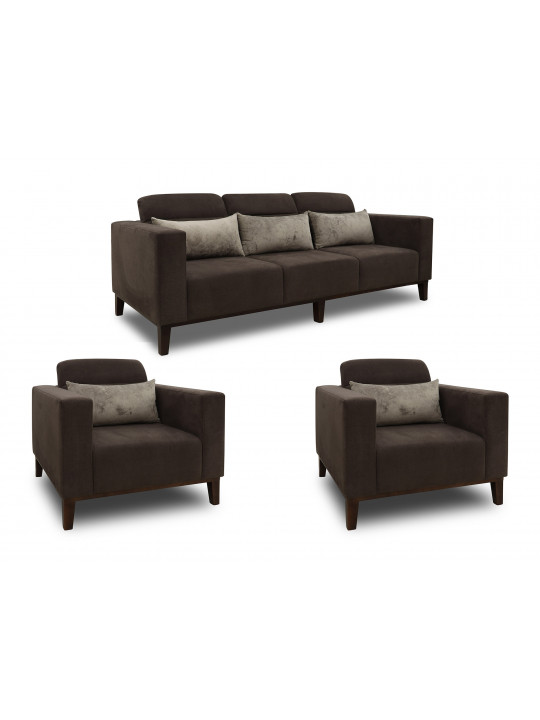 Sofa set HOBEL DALI 3+1+1 BROWN BREEZE 12/CAPPUCCINO MONACO 4 (3) 