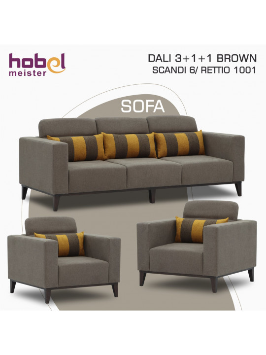 Հավաքածու HOBEL DALI 3+1+1 BROWN SCANDI 6/ RETTIO 1001 (3) 