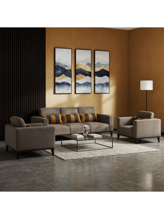 Հավաքածու HOBEL DALI 3+1+1 BROWN SCANDI 6/ RETTIO 1001 (3) 