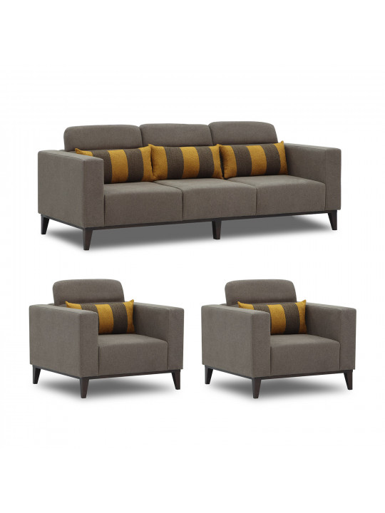 Sofa set HOBEL DALI 3+1+1 BROWN SCANDI 6/ RETTIO 1001 (3) 