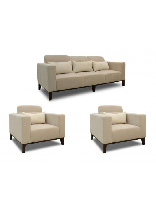 Sofa set HOBEL DALI 3+1+1 CREAM BREEZE 3/WHITE MONACO 01 (3) 