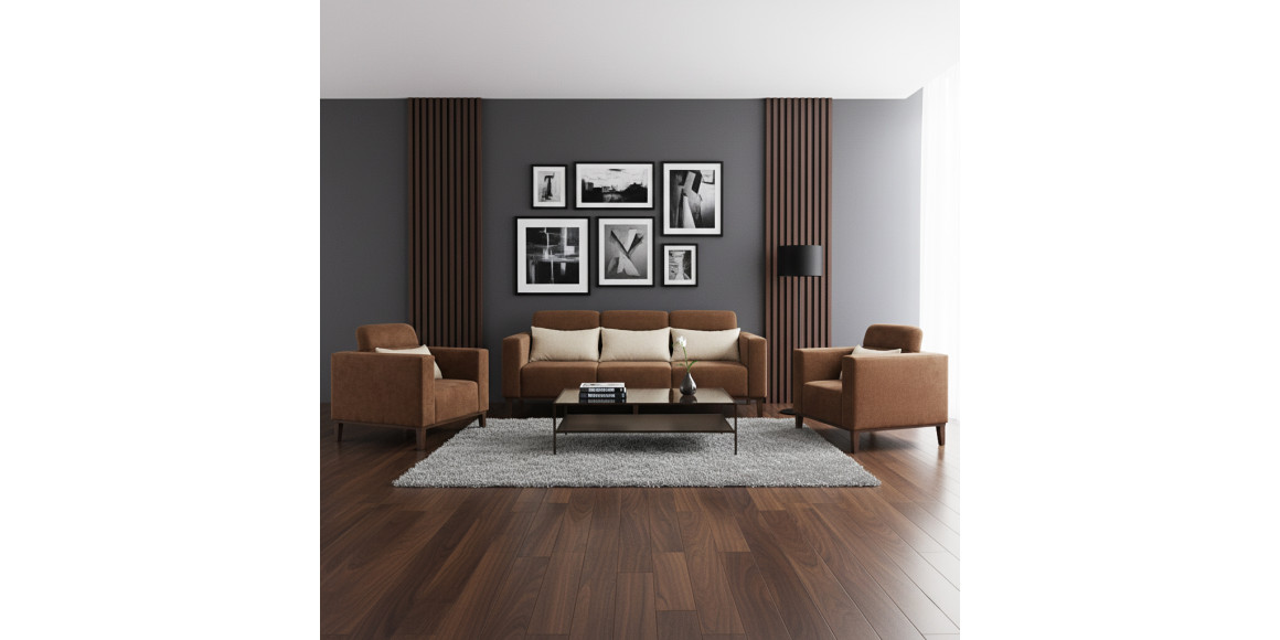 Гарнитур HOBEL DALI 3+1+1 DARK BROWN BREEZE 12/CREAM FOREVER 910 (3) 