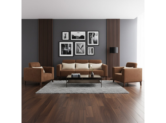Sofa set HOBEL DALI 3+1+1 DARK BROWN BREEZE 12/CREAM FOREVER 910 (3) 