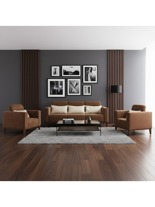 Гарнитур HOBEL DALI 3+1+1 DARK BROWN BREEZE 12/CREAM FOREVER 910 (3) 