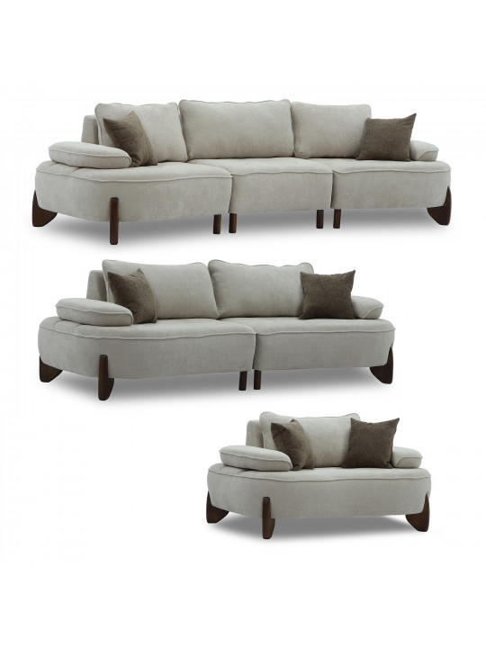 Sofa set HOBEL DANIA 3+2+1 CREAM BONCUK 4/ BROWN BEATTO 1012 (6) 