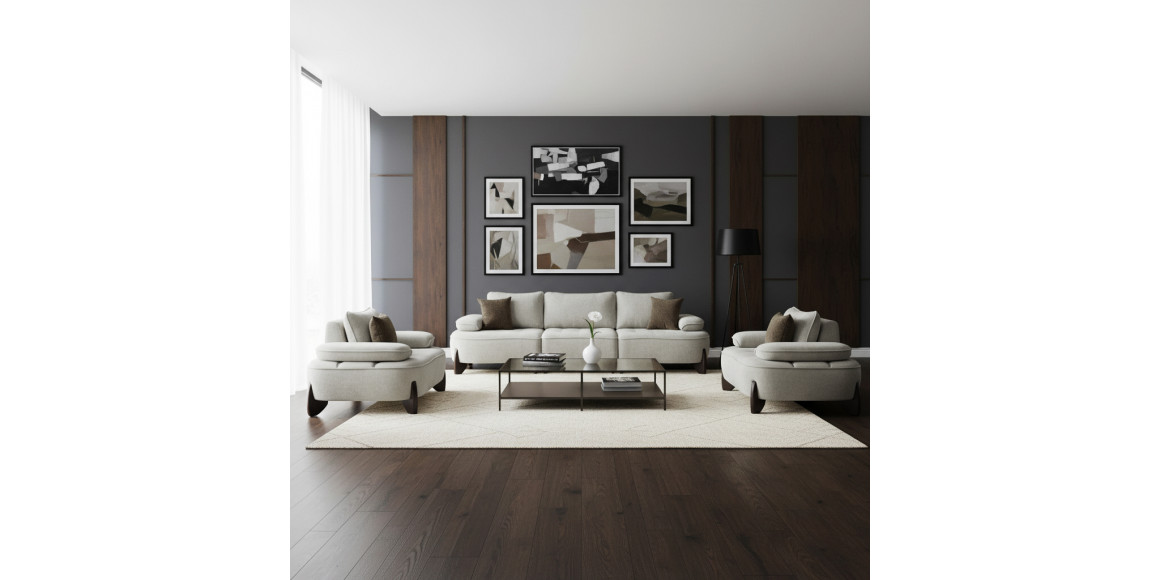 Հավաքածու HOBEL DANIA 3+1+1 CREAM BONCUK 4/ BROWN BEATTO 1012 (5) 