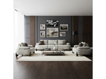 Sofa set HOBEL DANIA 3+1+1 CREAM BONCUK 4/ BROWN BEATTO 1012 (5) 