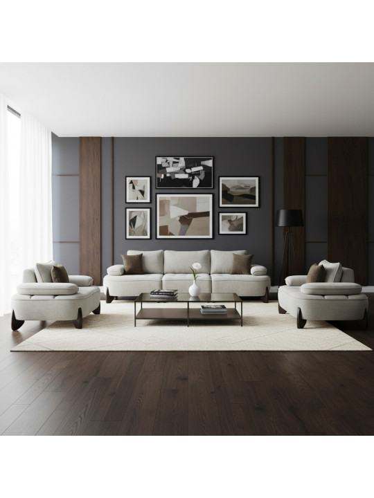 Sofa set HOBEL DANIA 3+1+1 CREAM BONCUK 4/ BROWN BEATTO 1012 (5) 