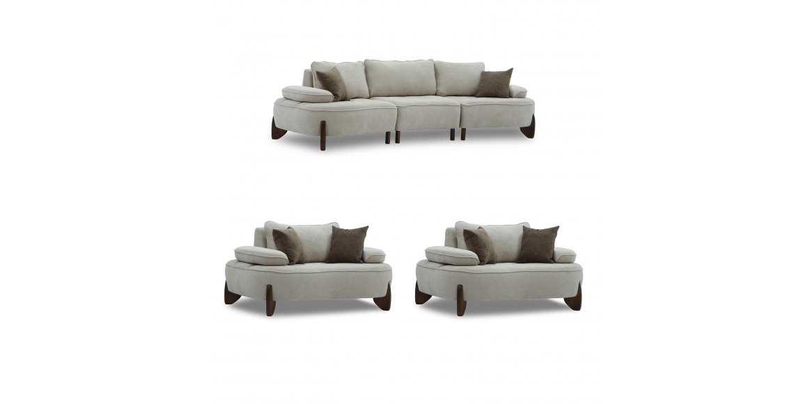 Sofa set HOBEL DANIA 3+1+1 CREAM BONCUK 4/ BROWN BEATTO 1012 (5) 