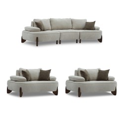 Гарнитур HOBEL DANIA 3+1+1 CREAM BONCUK 4/ BROWN BEATTO 1012 (5) 