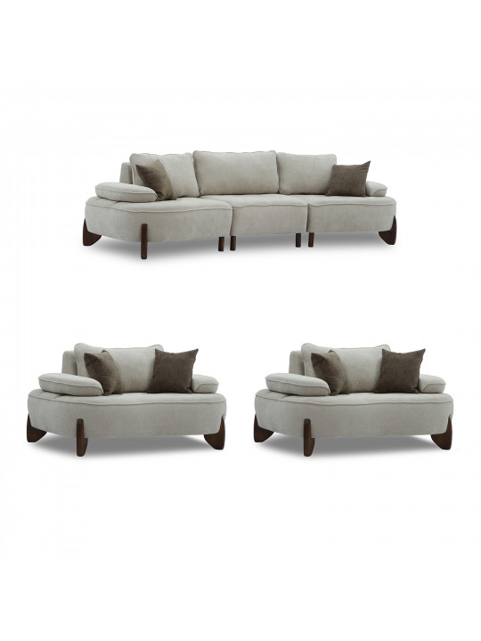 Sofa set HOBEL DANIA 3+1+1 CREAM BONCUK 4/ BROWN BEATTO 1012 (5) 