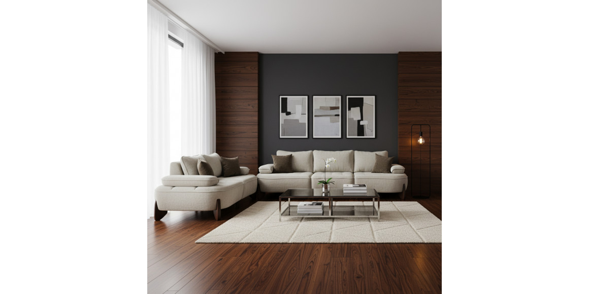 Гарнитур HOBEL DANIA 3+2 CREAM BONCUK 4/ BROWN BEATTO 1012 (5) 