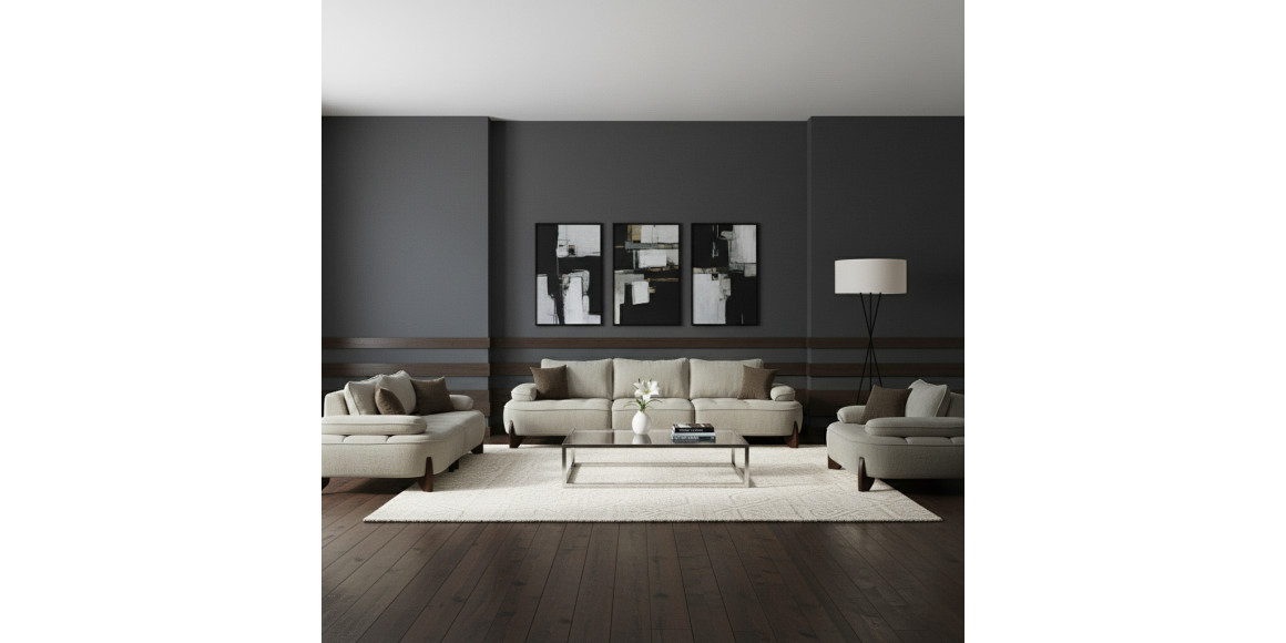 Հավաքածու HOBEL DANIA 3+2+1 CREAM BONCUK 4/ BROWN BEATTO 1012 (6) 