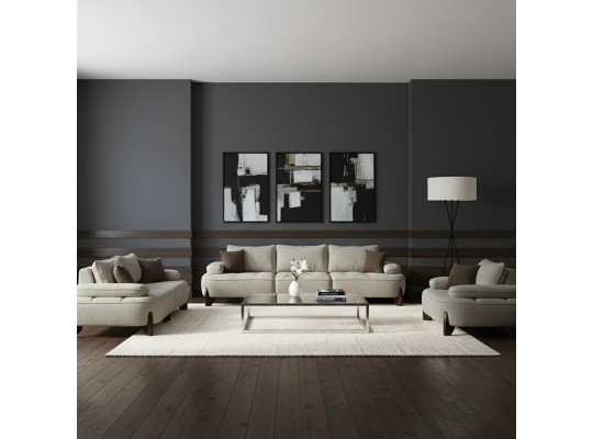 Sofa set HOBEL DANIA 3+2+1 CREAM BONCUK 4/ BROWN BEATTO 1012 (6) 