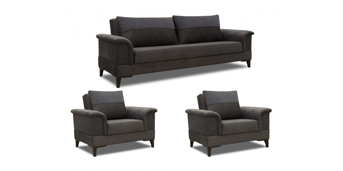 Sofa set HOBEL DIVA 3+1+1 DARK GREY MOCASSI 4005/GREY MOCASSI 2005(3) 