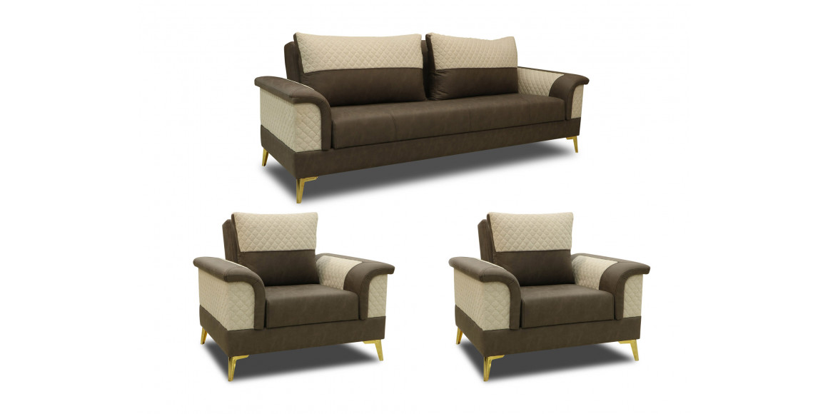 Sofa set HOBEL DIVA 3+1+1 (L16150G) DARK BROWN KIPRUS 4/  BEIGE INFINITY103 (3) 